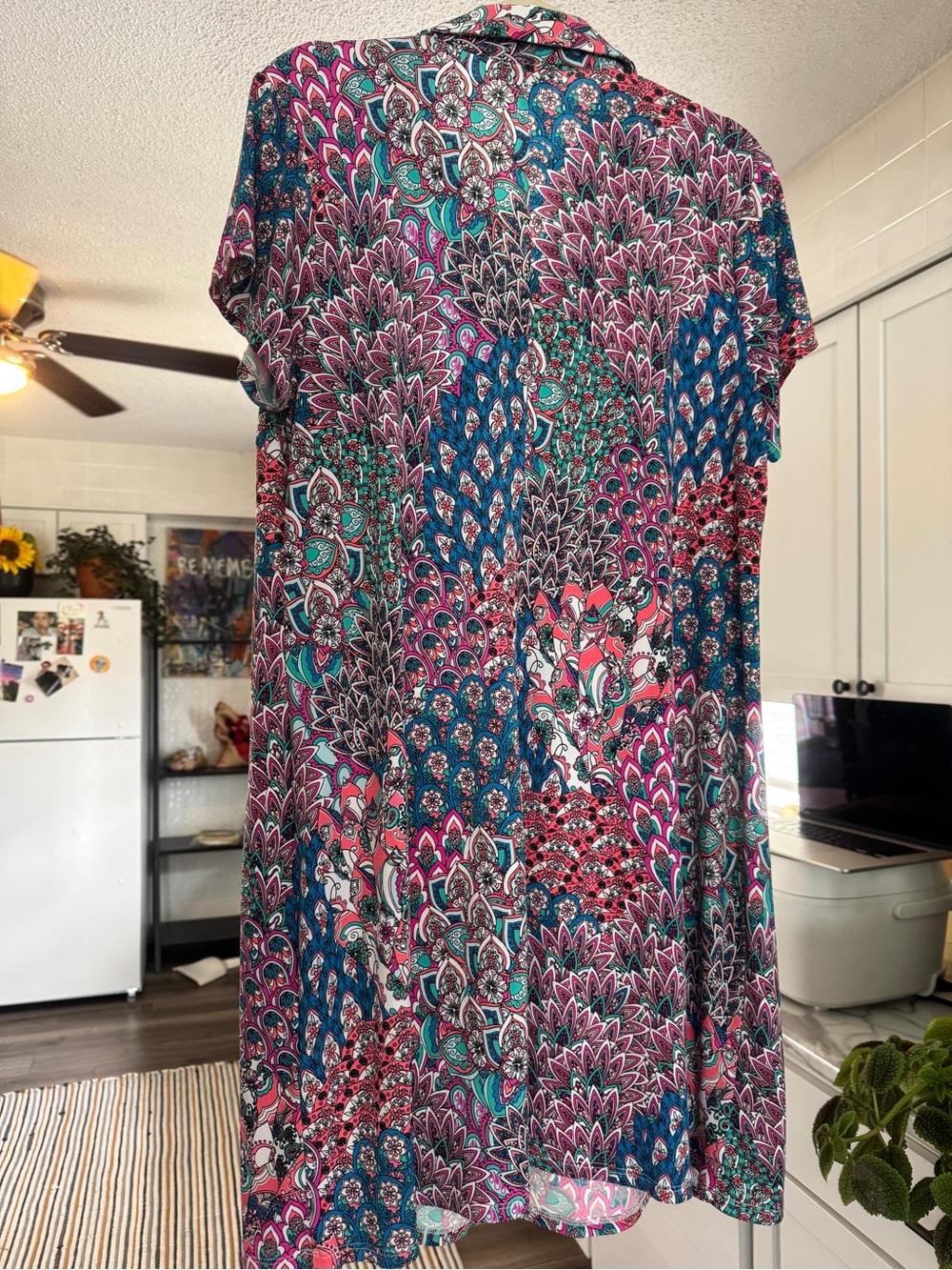 MSK Women Plus 1X Colorful Paisley Ring Zip A-Line Dress - Picture 4 of 9